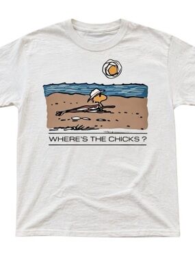 Gildan White Short Sleeve Graphic Tee with Beach Chick